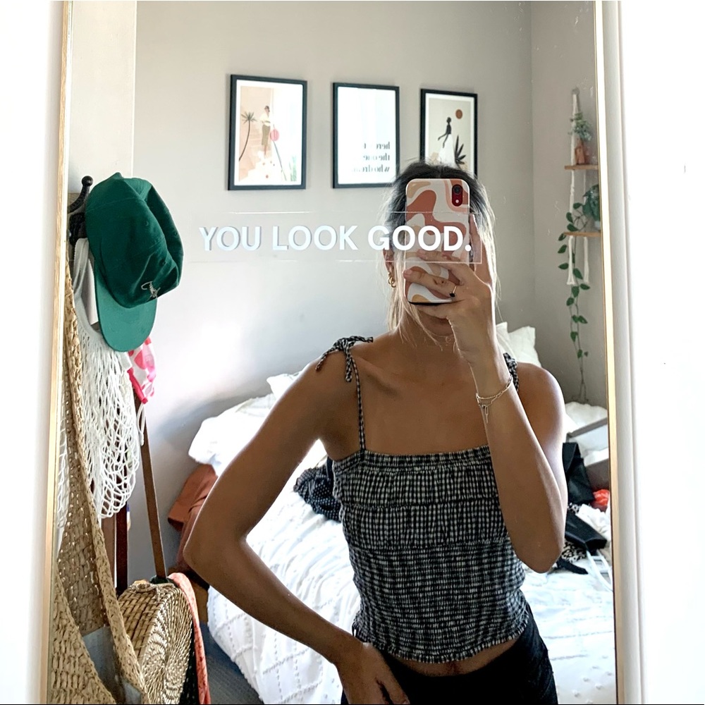 Gingham cropped tank top